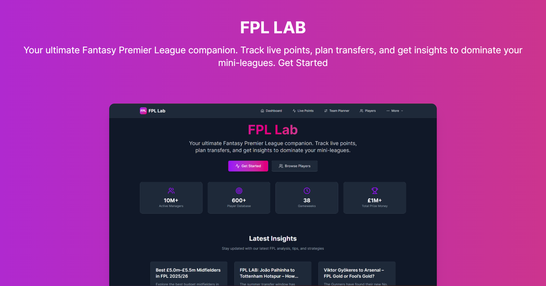 FPL Lab Fantasy Premier League Manager